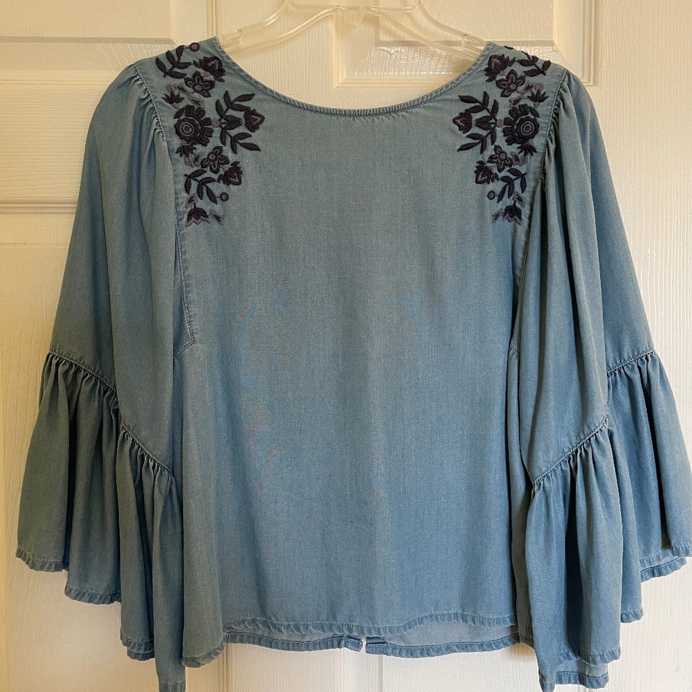 Blue floral blouse